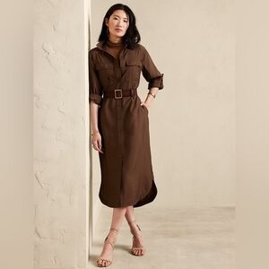 Banana Republic Factory Utility Maxi Shirtdress – Petite Medium – Brown